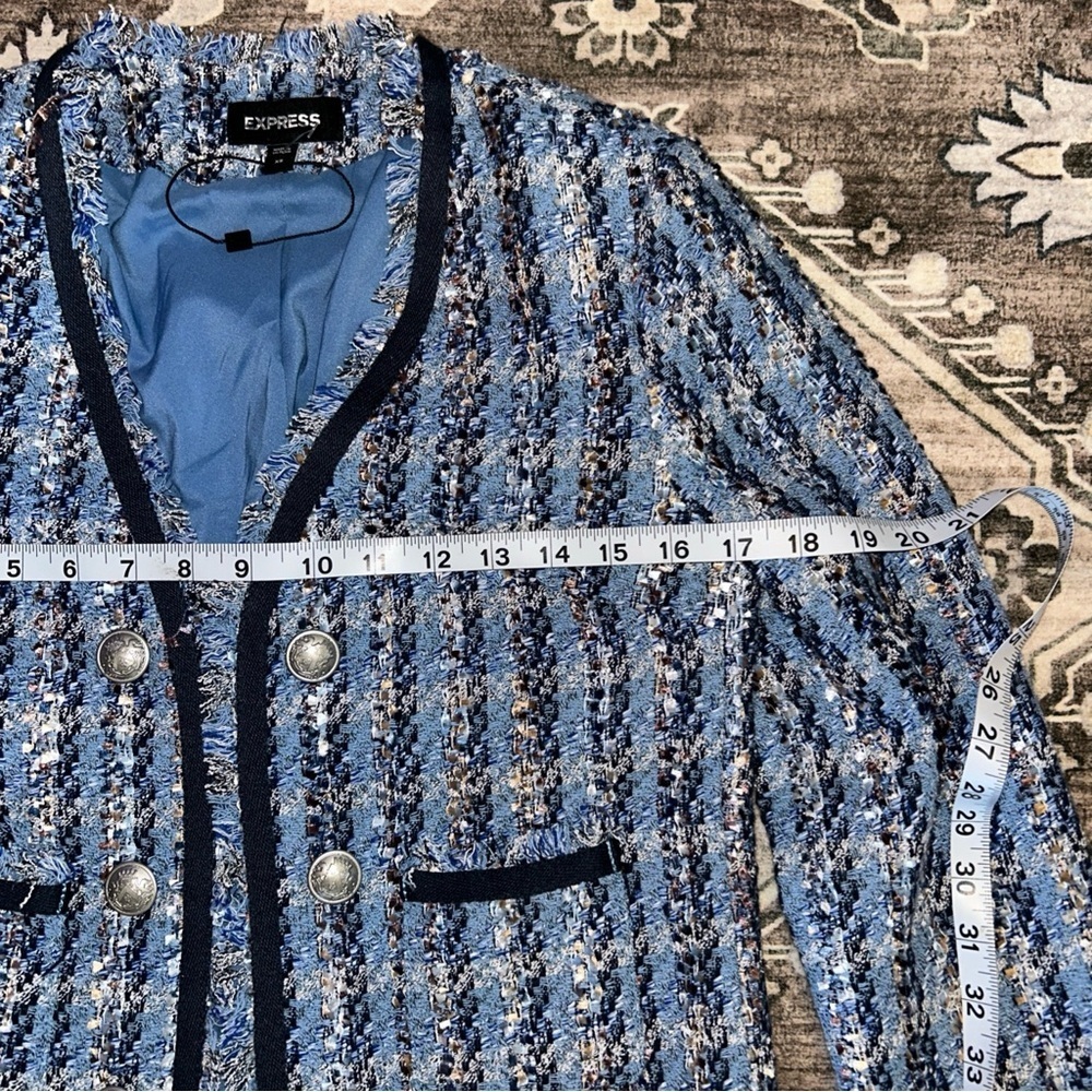 Express Blue and White Tweed Blazer NWOT - Picture 6 of 7